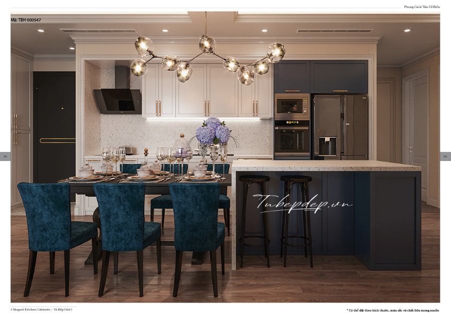 Thiết kế phòng bếp chung cư tân cổ điển